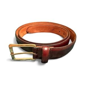 Cole Haan Reddish Brown Genuine Leather Brass Buckle Casual Dress Belt Sz 44